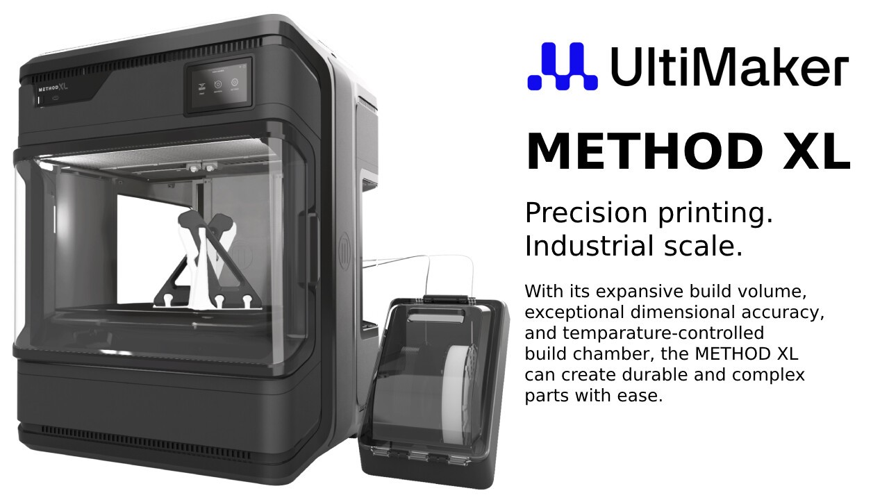 Mit dem UltiMaker Method XL Drucken Sie grosse Teile mit industrietauglichen Materialien und hoher Masshaltigkeit.