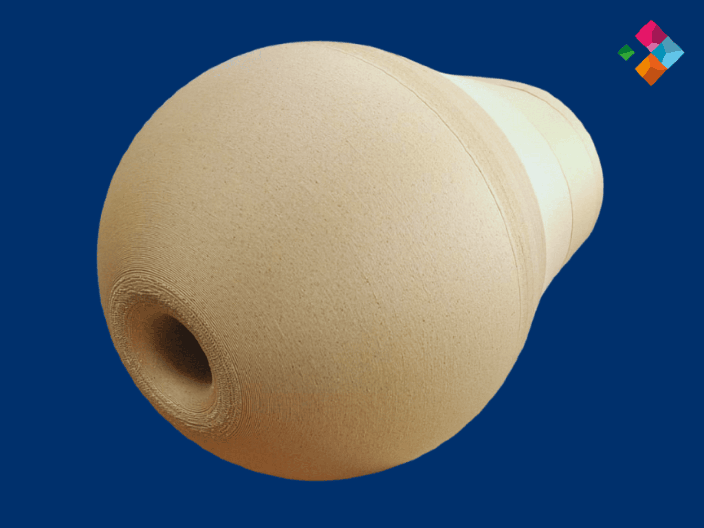 Hinterer Teil des Lautsprechergehäuses, genannt Hornmund. Aus dem Hornmund wird der Schall ausgestrahlt. 3D-Gedruckt mit beigem Holz-Filament